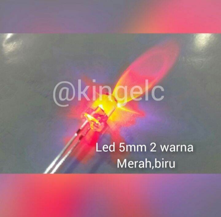 LAMPU LED 5MM 2 WARNA NYALA MERAH BIRU KEDIP (HARGA PER 100PCS