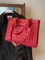 Red bag new 2023 high-grade texture bowknot shoulder bag female large-capacity bridal bag explosive style tote bag 【QYUE】