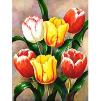 Flower Landscape Tulip Printed Fabric 11CT Cross Stitch Embroidery Kit Craft Handmade Knitting Painting Christmas Gift Design