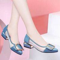 Designer ผู้หญิงปั๊มรองเท้าใหม่ส้นต่ำ OL Office Lady Pointed Toe ฤดูใบไม้ร่วงปั๊มรองเท้า Zapatos Mujer ขนาด35-40 006