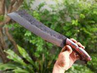 มีดแรมโบ้ Rambo knife มีดคัตติ้ง อีตัด มีดแคมป์ มาเชเต้ มีดทำสวน มีดเดินป่า ใบ 11.6”  ผิวไฟ ด้าม full-tang ไม้พะยูงลายสวย หมุดโมเสก