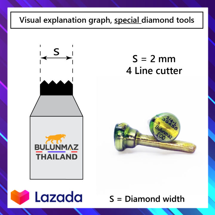 หัวฟันปลา-4-เส้น-ใบมีดตัดลายแบบด้าม-หัวตัดลายไมโครมอเตอร์-แกน-3-มิล-ขนาดเพชร-2-4l-bulunmaz-flywheel-real-diamond-blade-3-mm-shank-diamond-type-is-2-mm-wide-4l-cuts-4-lines-at-a-time
