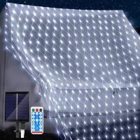 Thrisdar 3X2M Solar Net Lights 200 LED Christmas Outdoor Mesh Light   Waterproof Fairy String Mesh Light Solar Tree Bush Light