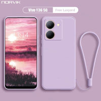 NORVIK เคสกันกระแทกเลนส์เคสโทรศัพท์สำหรับ Vivo Y36 5G,เคสหลัง TPU แบบนิ่มที่เป็นซิลิโคนเหลวขอบตรงพร้อมสายคล้อง N26-D2