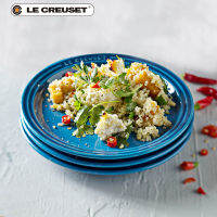 France Le Creuset จานกลมลายครามฝรั่งเศส 18cm23cm จานปลาสเต็กฟรุ้งฟริ้งฟรุ้งฟริ้งช้อนส้อม