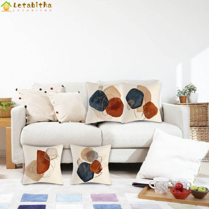 letabitha-เคสหมอนผ้าลินินพิมพ์ลาย4ชิ้น-ปลอกหมอนหมอนอิงคลุมสำหรับตกแต่งบ้านที่ทันสมัย