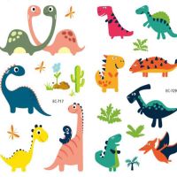 Waterproof Childrens Tattoo Stickers Cartoon Dinosaur Animal Tattoo Stickers Girls Boy Cute Face Stickers Kids Party Decoration