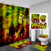 Bob Marley 3D Printed Shower Curtain Waterproof Bathroom Curtain Anti-slip Bath Mat Set Toilet Rugs Car Home 02