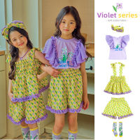 「สินค้าลิขสิทธิ์แท้」Iris kids 23 SS IKT071-IKS071-IKP071 Violet Lily yellow tank top-purple blouse-pants เสื้อผ้าเกาหลีเด็ก เสื้อสายเดี่ยว เสื้อบราว กางเกง