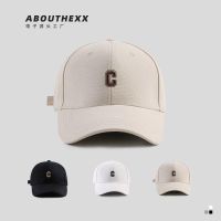 2023♟☃✠ Hard top C letter baseball cap womens Korean version of the trendy peaked cap show face small wide eaves big head around curved eaves hat ins hat men