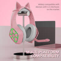 Flashing LED Cute Cat Ears Headphones Headset with Mic TF FM Kid Girl Stereo Music Earbud Kitten Earphon Gift