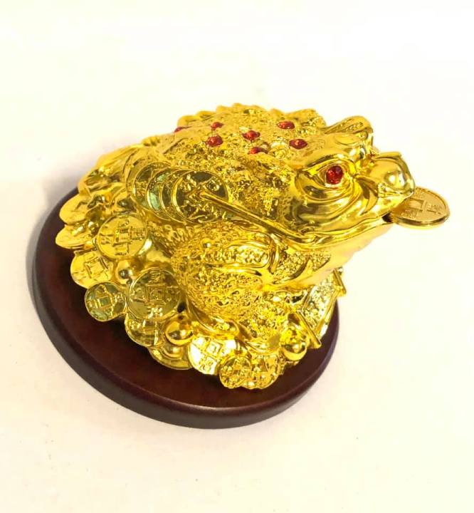 กบ หรือคางคกคาบเหรียญสีทอง (เซียมซู)สัตว์เทพคาบเหรียญ บูชาเพื่อดลบันดาลความมั่งคั่ง ร่ำรวย 10x10x9 ซม.