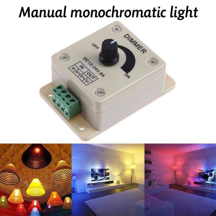 worth-buy-sakelar-peredup-pwm-ลูกบิดหรี่แสง-monotone-optical-switch-dc12v-24v-แรงดันไฟฟ้า8a-ควบคุมตัวควบคุมปรับความสว่างได้