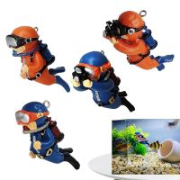 【LZ】™♙✼  Flutuante Fish Tank Decorações Artificial Moving Little Diver Mini Fish Tank Oceano Acessórios 4 Pcs