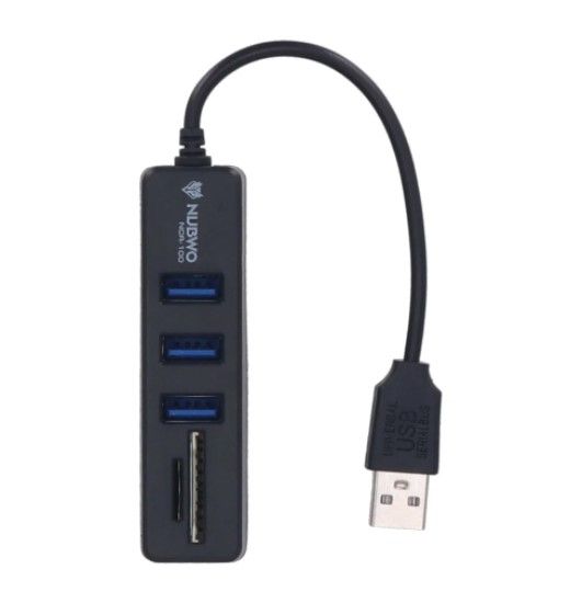 USB HUB (ยูเอสบีฮับ) NUBWO NCR-100 3 PORT USB 2.0 + CARD READER (BLACK)