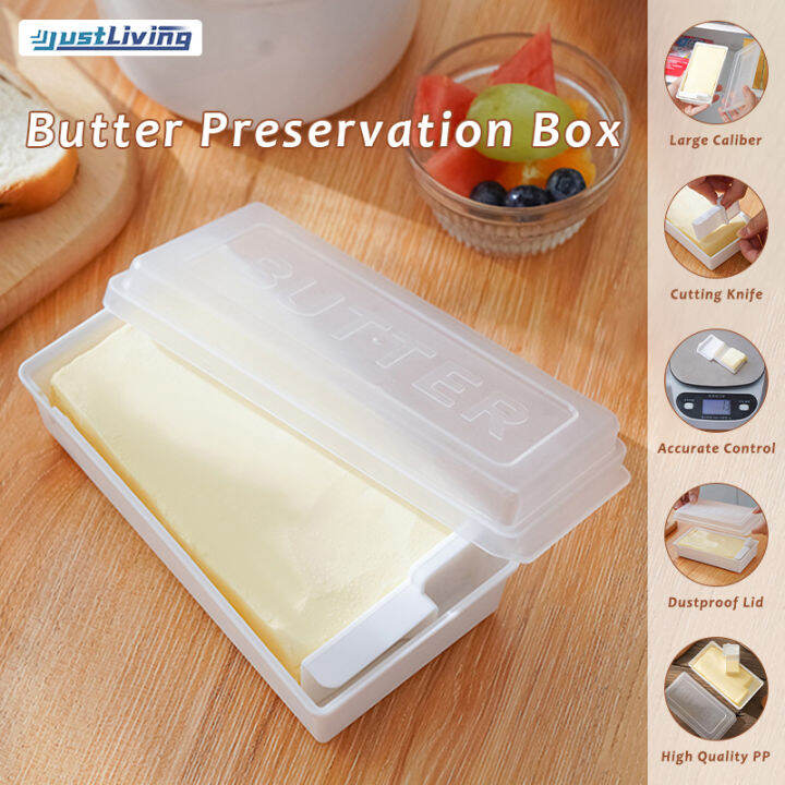 JustLiving 1PC Butter Cutting Tray Storage Box Cheese Cube Cut Slice