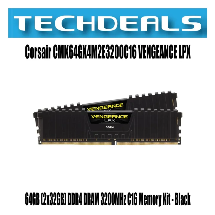 Corsair CMK64GX4M2E3200C16 VENGEANCE LPX 64GB (2x32GB) DDR4 DRAM 3200MHz  C16 Memory Kit - Black | Lazada Singapore