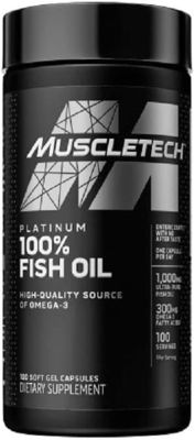 MuscleTech Plantinum 100% Omega Fish Oil (100 Capsules) Omega 3 Fish Oil Burpless Fish Oil Supplement Fish Oil 1000mg Pills recovery time, burn body fat and promote muscle growth น้ำมันปลา