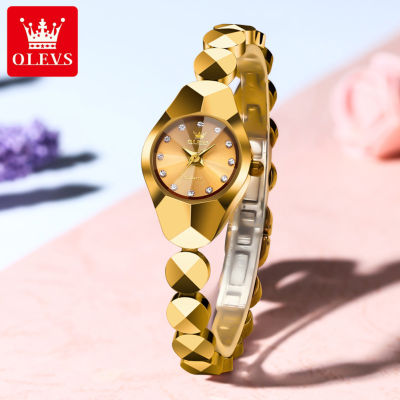 OLEVS นาฬิกา ผู้หญิง กัน น้ำ2023 ลำลอง แบรนด์ พระคุณ ออกแบบ หน้าปัดเรืองแสงรูปสี่เหลี่ยมขนมเปียกปูน နာရီgirl นาฬิกาข้อมือผู้หญิง