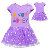 A สำหรับ Adley หญิง Gauze Tulle เดรสแขนสั้นสุทธิเส้นด้ายหญิงเดรสแขนสั้น Star Moon ชุดผ้าฝ้ายชุดเดรสสำหรับเด็กฤดูร้อน Casual ชุดเดรสงานปาร์ตี้วันเกิด