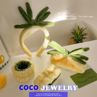 COCOJEWELRY ห่วงผมพิเศษโฟมล้างหน้าสับปะรดการ์ตูนผู้หญิง,สายรัดข้อมือกันลื่นที่รัดผมข้อมือกันความชื้น