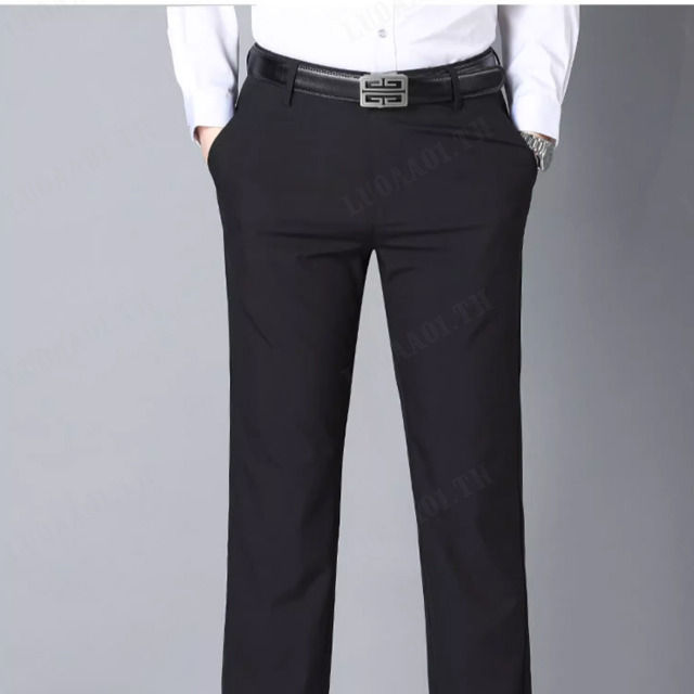 luoaa01-ฤดูร้อนผู้ชายผ้าไหมน้ำแข็งยืดหยุ่นสูงเอวกางเกงลำลองกางเกงธุรกิจ