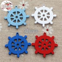 50pcs Mini Navy Boat rudder Spear Pendant Wooden Decorative Buttons Scrapbooking Home Decorations DIY cloth sewing Haberdashery