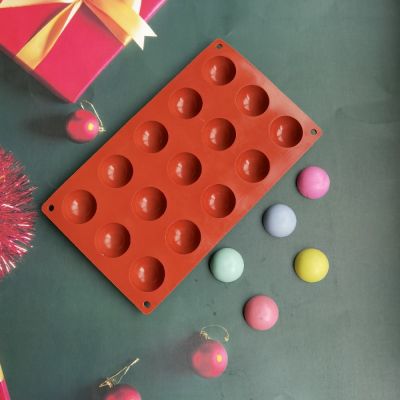 3D Round Half Sphere Silicone Mold for Cake DIY 15 Holes Baking Chocolate Eco-Friendly Cake Mold