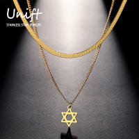 Unift Dainty David Star สร้อยคอผู้หญิงสแตนเลสสร้อยคอ Choker Magen ชาวยิว Amulet อิสราเอล Supernatural เครื่องประดับ