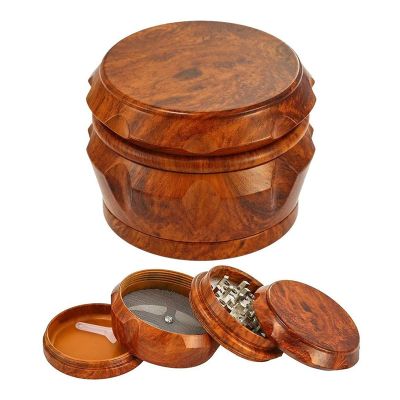 Wooden Grinder Large Capacity 4-Layer Grinder with Pollen Scraper Suitable for Home Kitchen