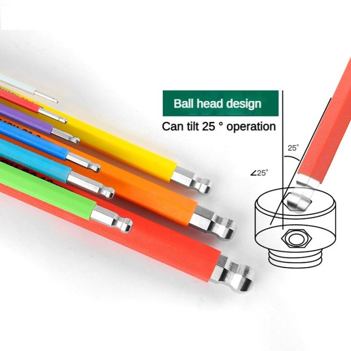 ชุดไขควงประแจหกเหลี่ยมชุดกุญแจอัลเลน9ชิ้นประแจหกเหลี่ยมประแจหกเหลี่ยมอเนกประสงค์6มุมแบบหกลูกซ่อมสำหรับจักรยาน