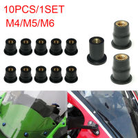 10PCS รถจักรยานยนต์ M4 M5 M6เมตริกยาง Well Nuts กระจก Fairing Cowl Anodized อลูมิเนียม Moto รอบสกรู Bolts อุปกรณ์เสริม