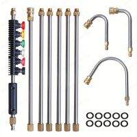 geegostudio 10pcs High Pressure Washer Extension Wand, Upgrade Power Washer Lance With 5 Atomization Nozzle Tips, 30°, 90°, 1 Drain Cleaner Attachment Curved Rod, 1/4 Fast Connection, 4000 PSI