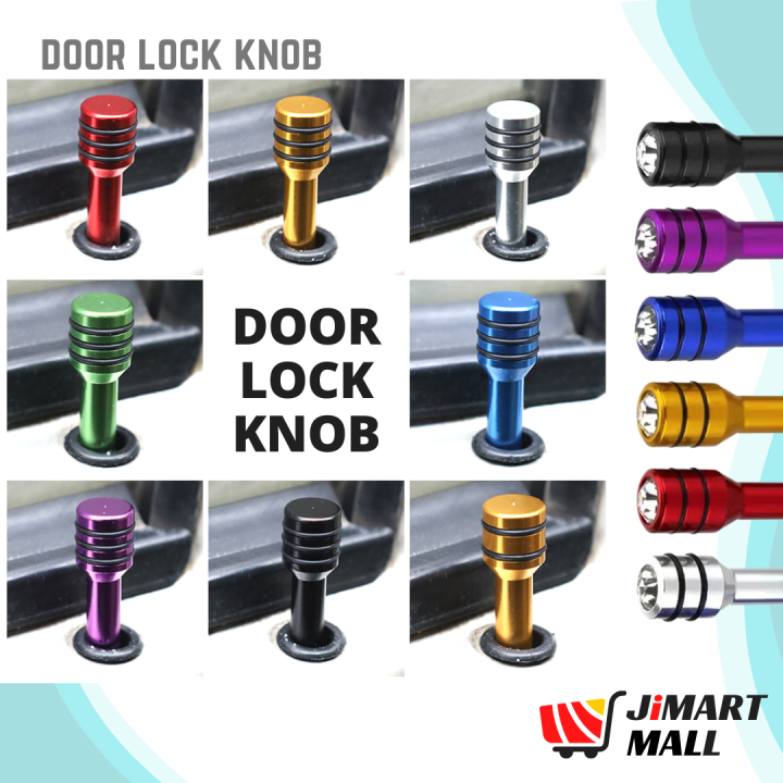 UNIVERSAL CAR DOOR LOCK KNOB Aluminum Pins Colorful Replace Interior