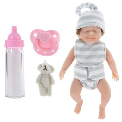 6 Inch Mini Reborn Baby Dolls Realistic Curls Sleeping Newborn Baby Dolls Full Body Silicone Dolls For Toddlers Birthday Gift