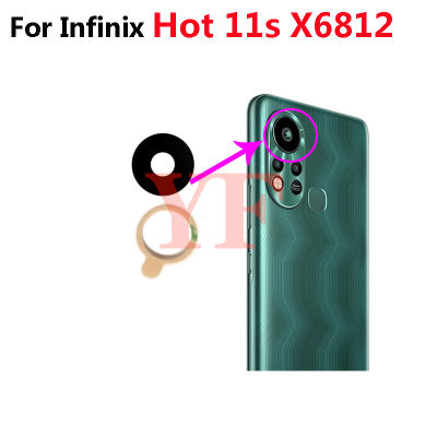 2ชิ้น Belakang Kamera Belakang Belakang untuk Infinix Hot 11S X6812 Belakang Kamera Kaca A Kecil dengan Pelekat