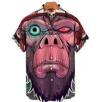 Summer Hawaiian Shirt Mens Oversized Short Sleeve Tops Exaggerated Pattern Y2k Male Harajuku Luxury Clothing Dazn 2023 Hot Sale