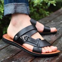 Men Leather Sandals Summer Classic Boys Shoes Slippers Soft Sandals Men Roman Comfortable Outdoor Beach Walking Footwear House Slippers