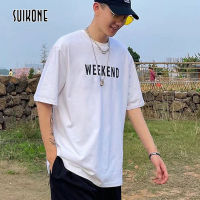 Suikone เสื้อยืดคอกลมเด็กชายแขนสั้นหลวม INS