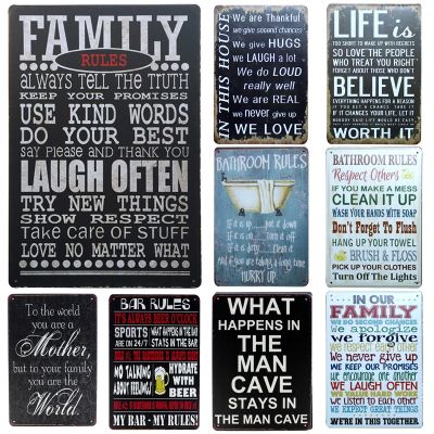 [inFour ]Bathroom Rules Metal Signs Family Home Decor Vintage Tin Signs Pub Vintage Decorative Plates Metal Wall Art Plaques PIG7181850