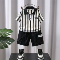 Boys Summer Suit Pu Handsome Baby Fried Street Polo Shirt Clothes 2023 New Western Style Childrens Thin Summer Fashion