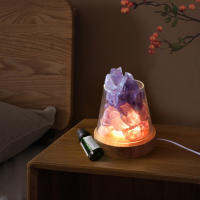 Table Crystal Salt Rock Lamp with Aroma Tpy USB Rechargeable Air Diffuser Sleeping Light Essential Oil Diffuser Light Gift