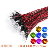 10PCS 3mm F3 LED 20cm Pre-wired White Red Green Blue Yellow UV RGB Diode Lamp Decoration Light Emitting Diodes DIY Pre-solderedElectrical Circuitry Pa