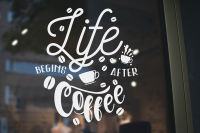 MP-M สติ๊กเกอร์ติดกระจก สติกเกอร์ร้านกาแฟ life begins after coffee Size 30 x 35 cm. (G0003) มั่นใจปริ้นท์