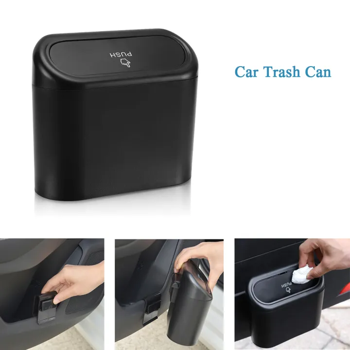 Office Home Car Trash Can with Lid Mini Vehicle Trash Bin Car Dustbin Garbage Organizer Bin for Cars 