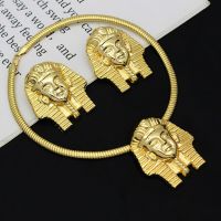 Italian Jewelry Set 24k Gold Plated Latest Party Earrings Necklace Pharaoh Pendant Bridal Weddings Jewellery