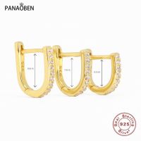 [Han ornaments] PANAOBEN 6/7/8Mm จริง925ต่างหูเงินสำหรับผู้หญิง U รูปคลาสสิกสตั๊ดต่างหูหัวเข็มขัดเจาะเครื่องประดับ P Endientes