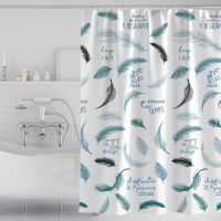 Bathroom Shower Curtain Modern Feather Waterproof PEVA Fabric for Bath Toilet Children Mildew with Hooks Opaque Metal Grommets