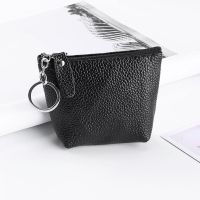 ✽ Portable Genuine Leather Coin Purse Women Men Solid Color Vintage Key Card Coin Earphone Holder Wallet Organizer Pouch