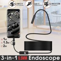 2m 1.5m 1m Mini 5.5mm Lens Snake Endoscope Camera Hard Semi rigid Borescope Car Inspection Camera for Smartphone Android PC